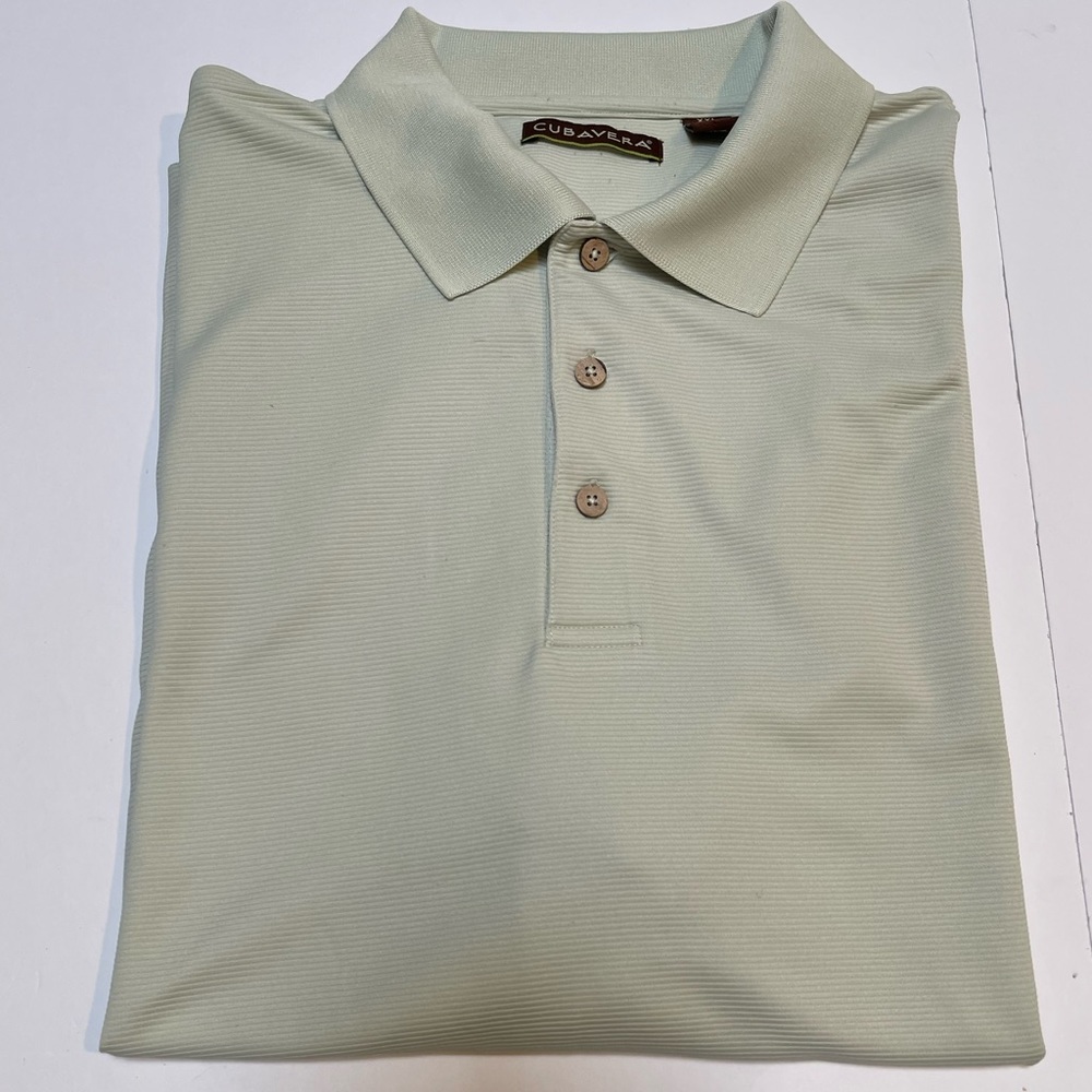 Mens Cubavera Light Green Ribbed Polo Top 2XL